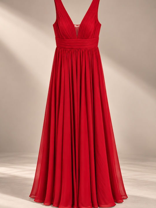 Summer Maxi Evening Satin Red Dress