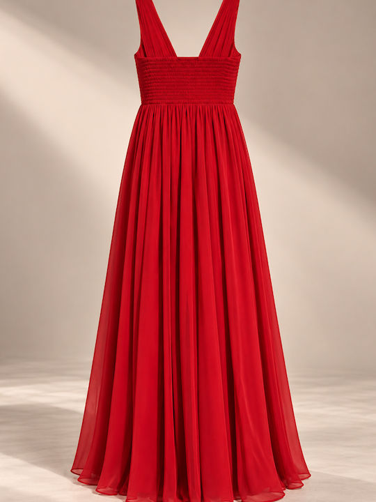 Summer Maxi Evening Satin Red Dress