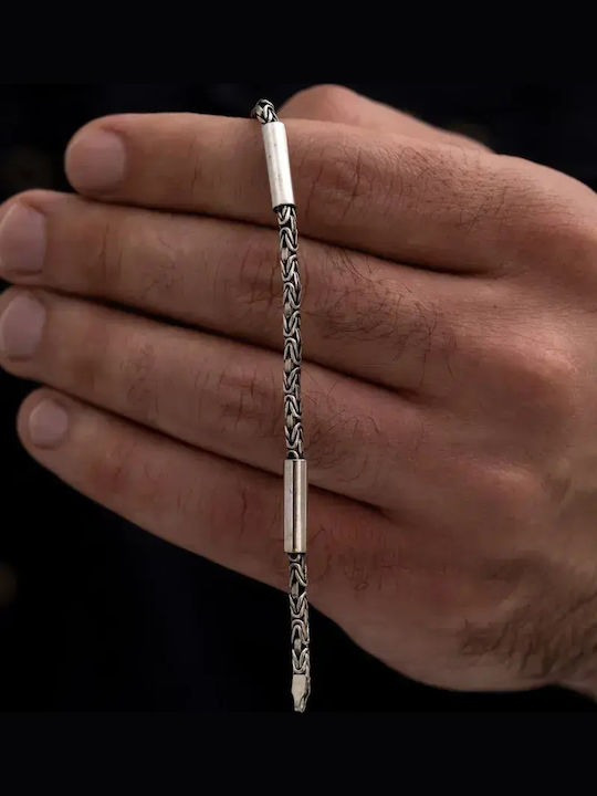 SteweHome Men's Silver Bracelet with Zircon 20cm