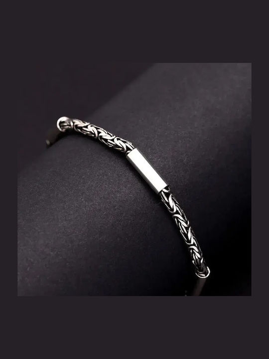 SteweHome Men's Silver Bracelet with Zircon 20cm