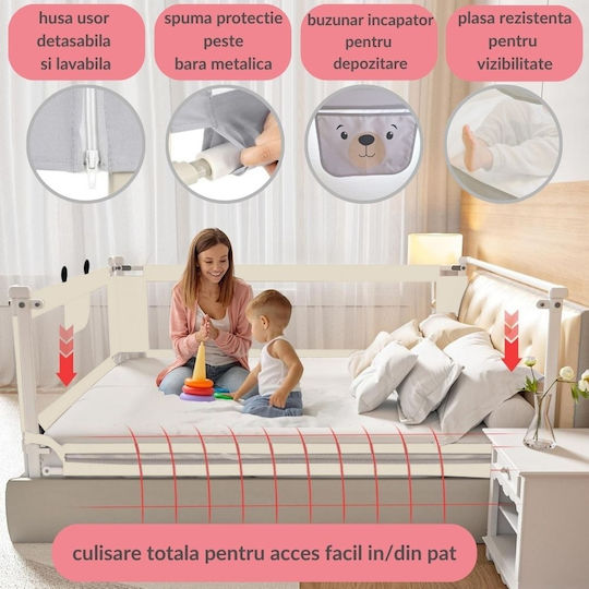 Kidizi Bară de Protecție pentru Pat Pliabilă din Material Textil în Culoare Bej 160 cm