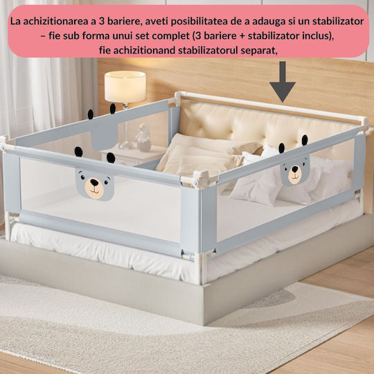 Kidizi Bară de Protecție pentru Pat Pliabilă din Material Textil în Culoare Gri 140 cm