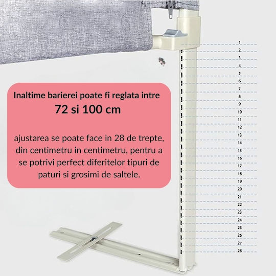 Kidizi Bară de Protecție pentru Pat Pliabilă din Material Textil în Culoare Gri 160 cm