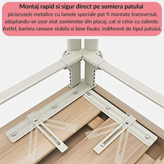 Kidizi Bară de Protecție pentru Pat Pliabilă din Material Textil în Culoare Gri 180cm
