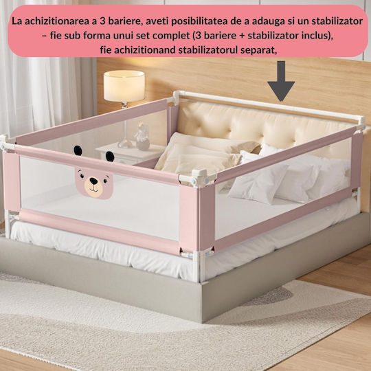 Kidizi Bară de Protecție pentru Pat Pliabilă din Material Textil în Culoare Roz 160εκ.