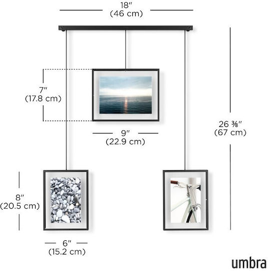 Umbra Rame Foto Multi De Perete 3 Fotografii Metalică Cu Ramă Neagră Neagră 3 Bucăți