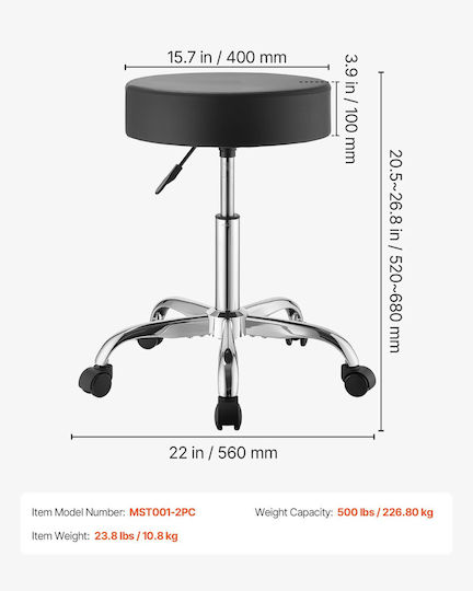 Living Room Stools with Adjustable Height Black 2 Pieces