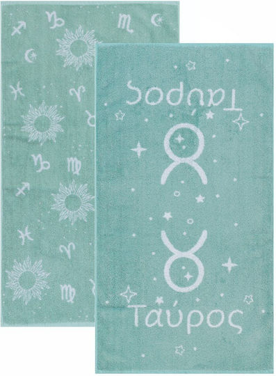 Kentia Кърпа За Лице 50x90см Astrology-tavros 2 Брой Тегло 500гр/м²