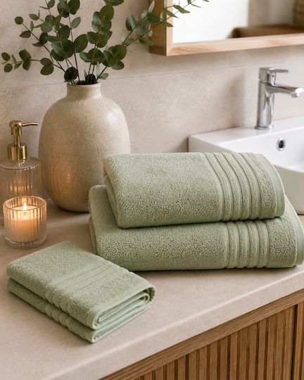 Cosy All Seasons Set Of 3 Bath Towels Khaki Weight 500gsm
