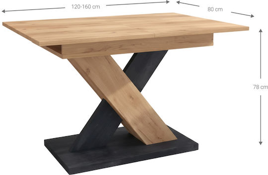 Xena Extendable Dining Room Table Natural-Black