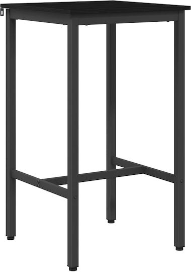 Square Bar Table Wooden with Metal Frame Black Oak 52x52x110cm