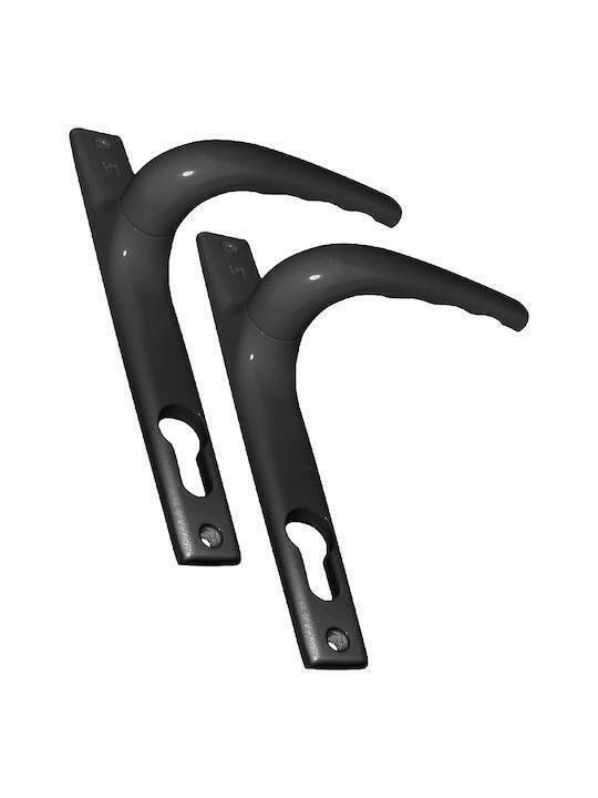 Domus Lever Middle Door with Plate Pair (Center Distance 85mm) Black