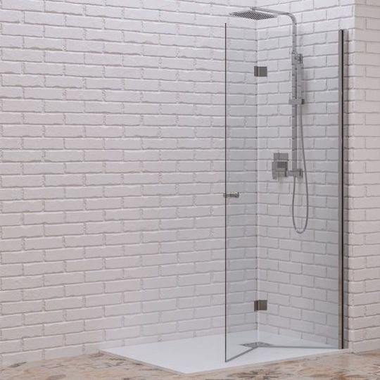 Karag Shower Screen for Shower with Foldable Door 90x200cm Clear Glass Chrome
