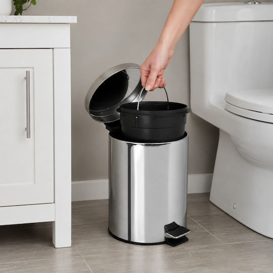 MRShome Inox Badezimmer Mülleimer 5lt Silber