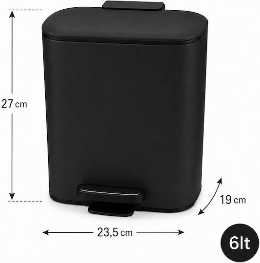 MRShome Метален комплект пингал и кошничка за баня 6lt Черен