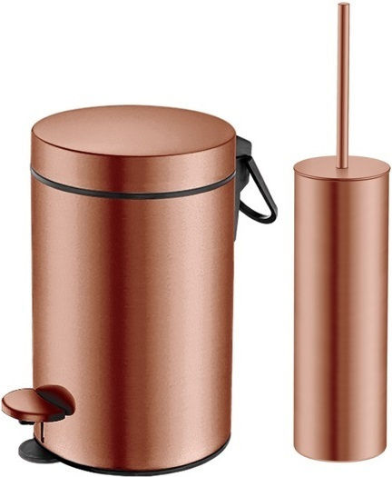 Sanco Inox Toilet Brush and Basket Set Soft Close 3lt Copper Sanco Inox Toilet Brush and Basket Set Soft Close 3lt Copper