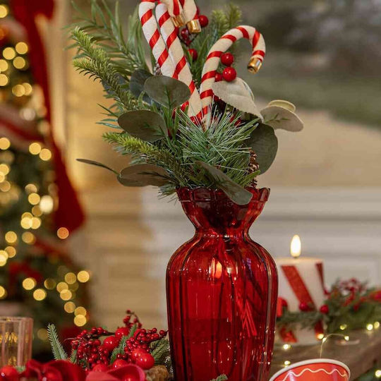 Beauty Home Glass Vase Red Diameter 10xHeight 19.5cm