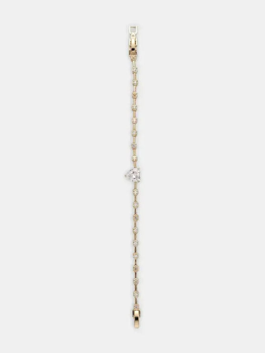 SteweHome Brățară pentru Femei cu Model Inimă din Aur de 14K cu Zirconiu 18cm SteweHome Brățară pentru Femei cu Model Inimă din Aur de 14K cu Zirconiu 18cm