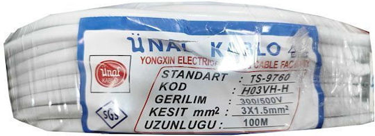 Power Cord 300/500v 100m 3x1.5mm² Electricity Cable 300/500v 100m