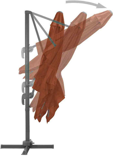 Hängender Quadratischer Aluminium Gartenschirm Terra Cotta 4x3m
