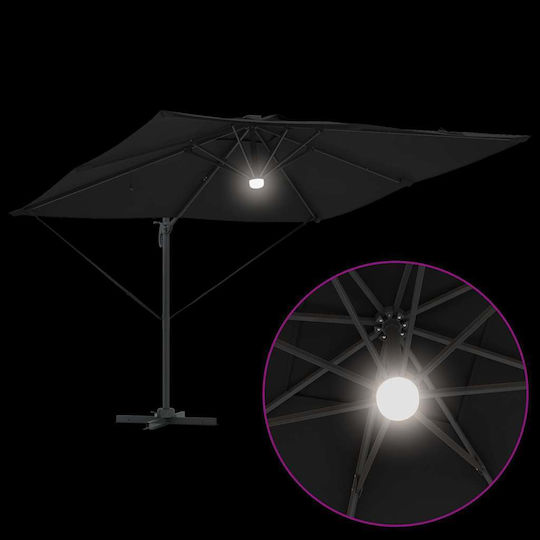 Hängender Quadratischer Garten- und Terrassen-Sonnenschirm aus Aluminium Schwarz 2,7x2,7xHöhe 2,7 m