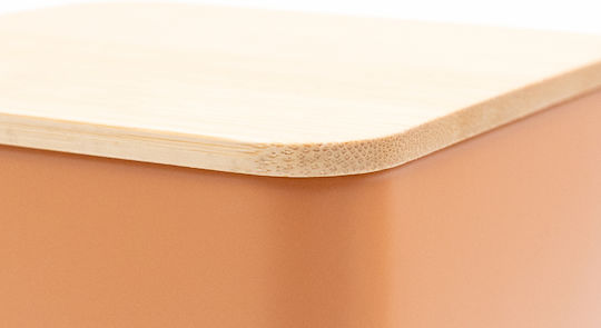 Set of 3 Metallic Jars Coffee – Sugar – Tea 10x10x13 Bamboo Lids Sidirela Orange E-0038-2