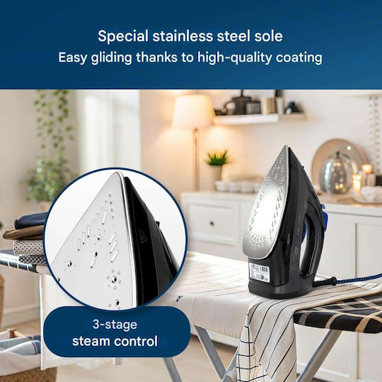 Clatronic DB 3703 Steam Iron 1800W with Stainless Steel Plate and Continuous Steam Supply 25g/min