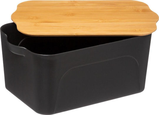 5Five Plastic Storage Box with Lid Black 32.5x14cm