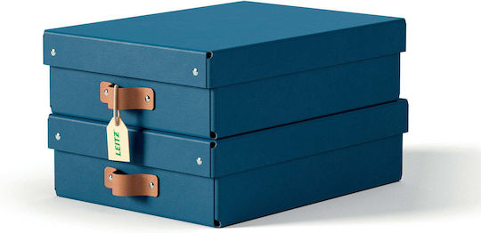 Leitz Paper Storage Box with Lid Blue 27cm 2 Pieces