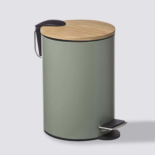 5Five Metallic Waste Bin with Pedal Green 3lt
