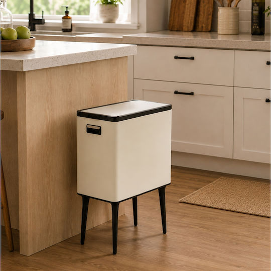 Metallischer Mülleimer Push Beiges 35lt
