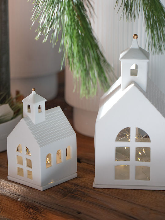 Raeder Light House Candle Holder Suitable for Tealights Porcelain in White Colour 8x7x8cm