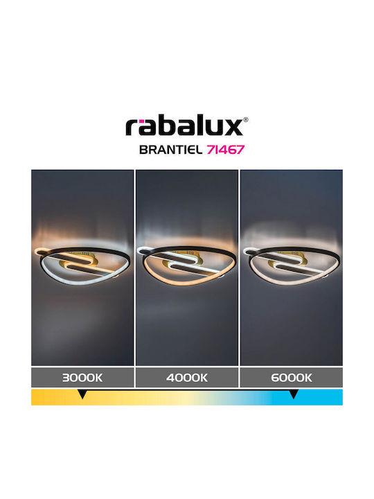 Rabalux Brantiel Smart Таванно Осветително Тяло 53см Черно с Интегриран LED и Дистанционно Управление