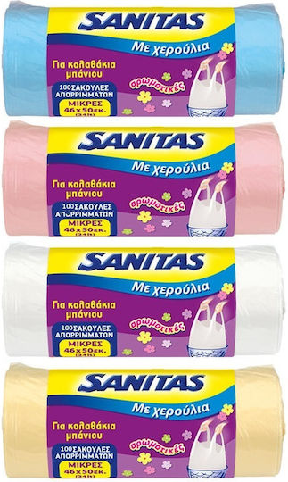Sanitas Αρωματικές Σακούλες Απορριμάτων Χωρητικότητας 24лт με Χερούλια Easy-pack 46x50см 100бр Λευκές