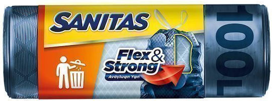 Sanitas Торби за смет Капацитет 100л с дантелена лента Flex & Strong 95x70см 8 броя