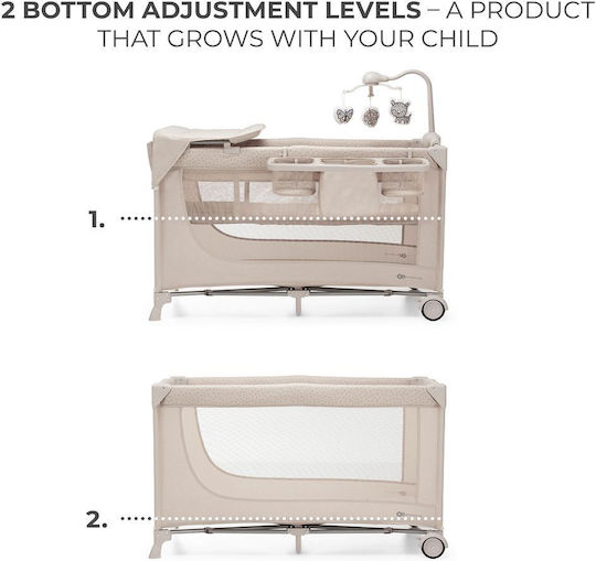 Kinderkraft Joy2 Laufstall 2 Ebenen mit Matratze Beige 129x73cm