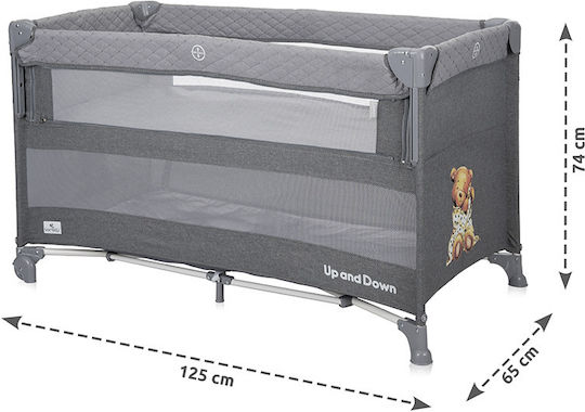 Lorelli Up & Down Παρκοκρέβατο 2 Επιπέδων Γκρι 125x65cm