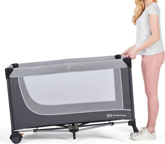 Kinderkraft Leody Laufstall 2 Ebenen mit Wickeltisch & Matratze Gray 126x65cm