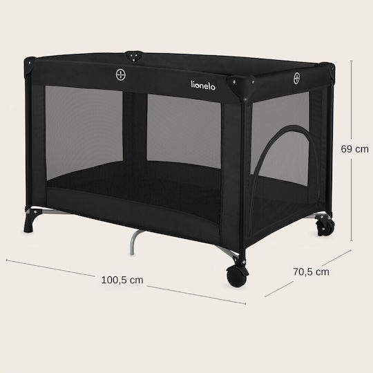 Lionelo Laufstall mit Matratze Schwarz 70,5x100,5cm