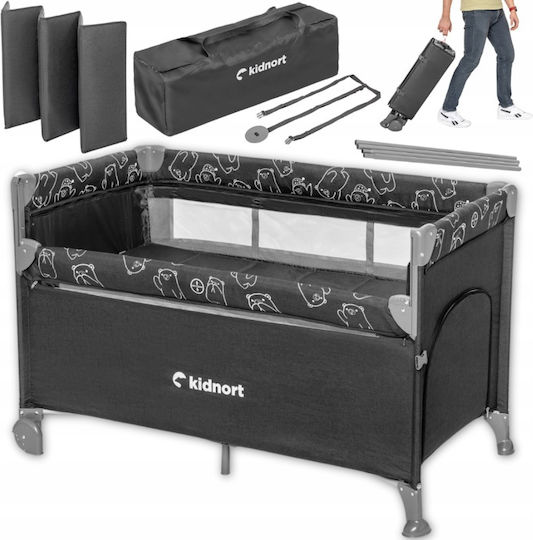Kidnort Loc De Joacă Cu Două Nivele Cu Saltea Gri 78.5x128cm