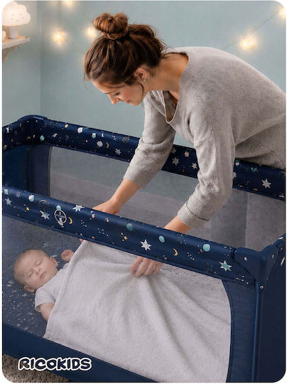 Ricokids Παρκοκρέβατο με Στρώμα Navy Μπλε 65x125cm