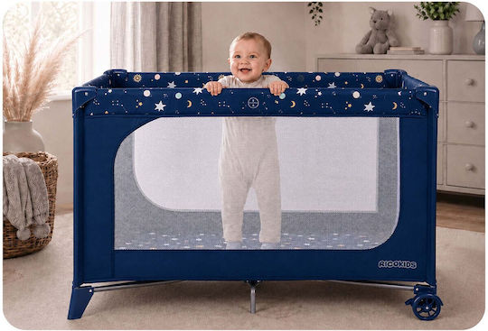 Ricokids Παρκοκρέβατο με Στρώμα Navy Μπλε 65x125cm