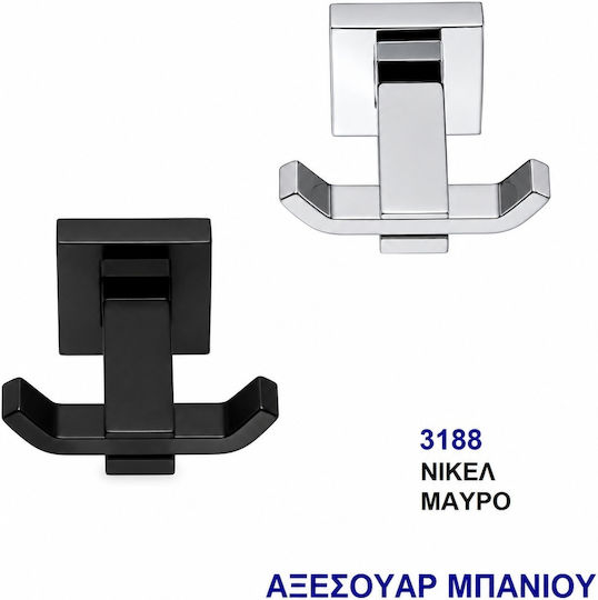 Import Hellas Cârlig de Baie Dublu cu șuruburi Inox Argintiu