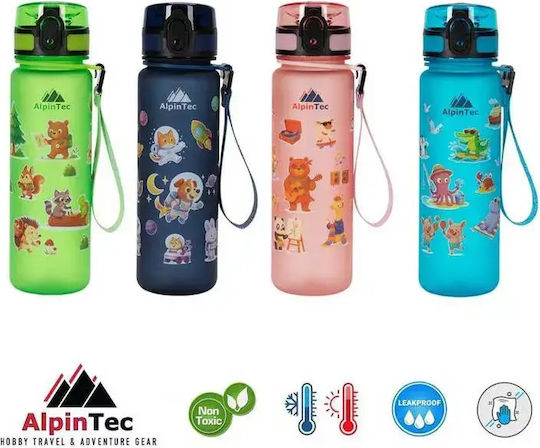 AlpinPro Plastic Kids Water Bottle Space Animals 500ml