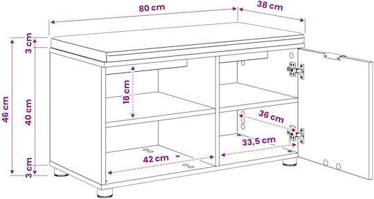Hallway Furniture with Shoe Rack & Bench Oak 80x38x46cm