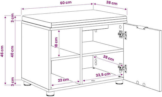 Мебел за Антре с Шкаф за Обувки и Пейка Дъб 60x38x46см