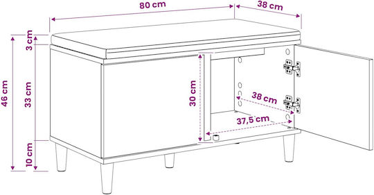 Мебел за антре с Пейка Дъб 80x38x46см