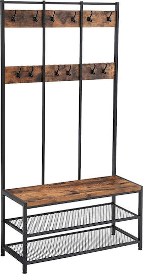 Mobilier Hol cu Suport Pentru Haine / Dulap & Bancă Alb 100x40x180cm