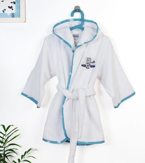Dimcol Halat de Baie pentru Copii White-sky Blue cu Glugă