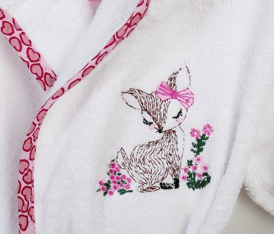 Dimcol Halat de Baie pentru Copii White-pink cu Glugă
